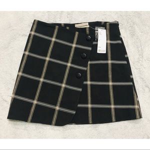 Urban Outfitters Plaid Mini Black Buttoned Skirt